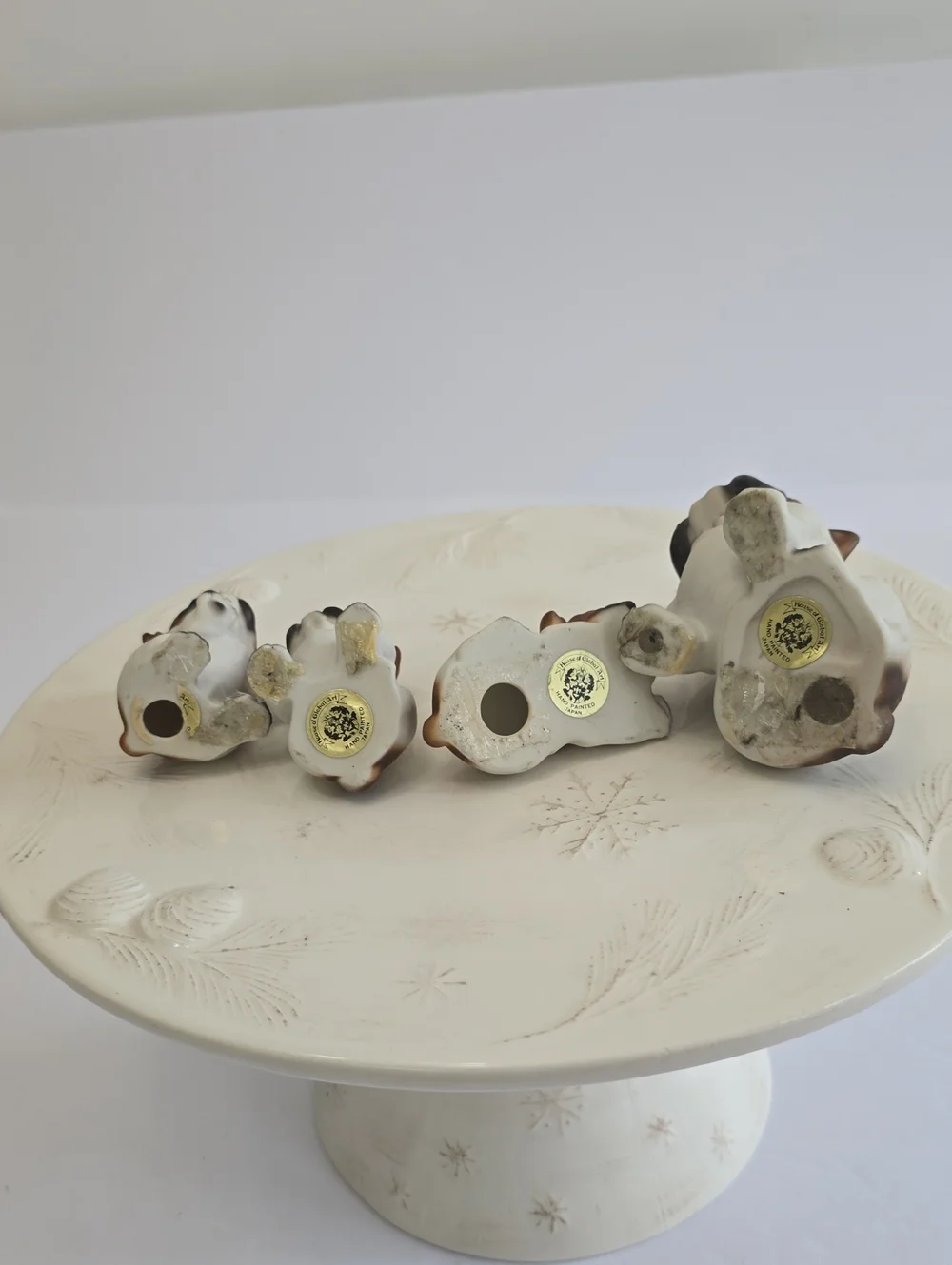 Vintage Harvey Knox  Set Of 4 House Global Art English Bulldog Figurines Japan
